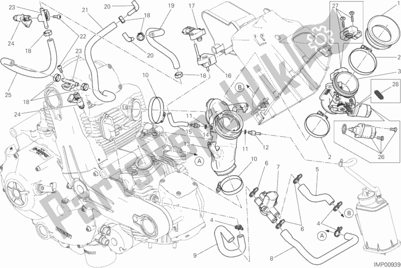 All parts for the Throttle Body of the Ducati Scrambler Urban Enduro Thailand USA 803 2016